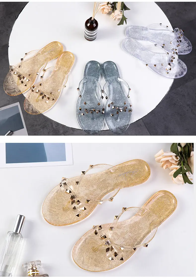 Black Rivet Bow Flip Flops for Women Summer — feature 20