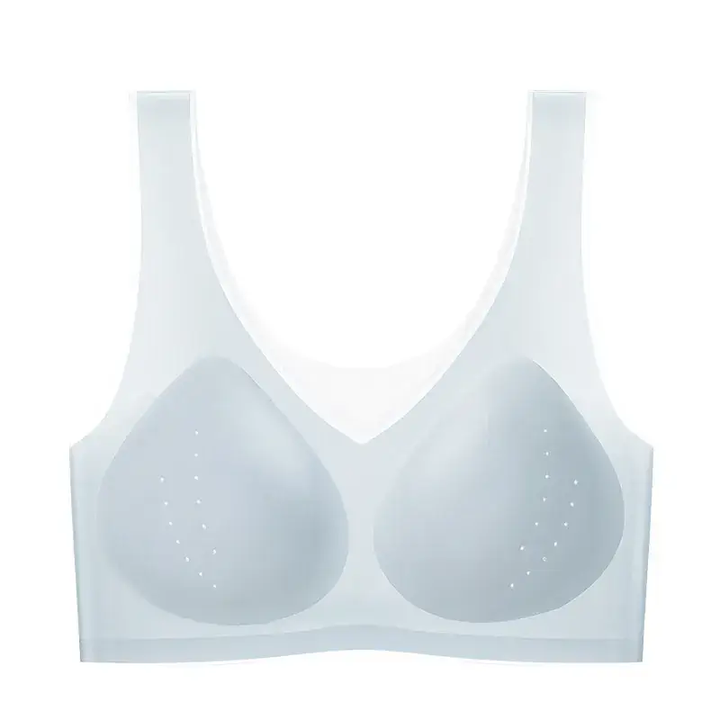Traceless Breathable Cup Cup Underwear Women's Hole Cup Ultra-thin Push-up Sports Adjustable Rimless Vest Soft Support Bra - Image 2
