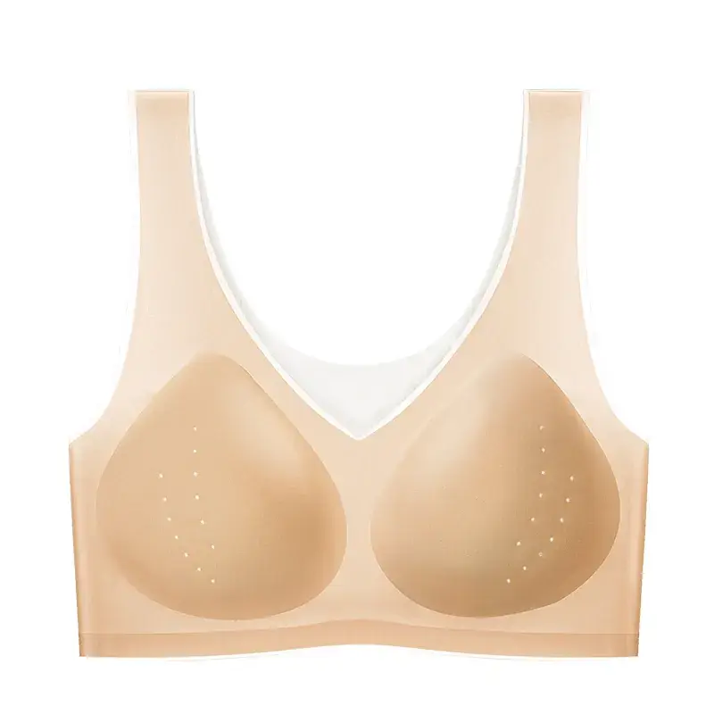 Traceless Breathable Cup Cup Underwear Women's Hole Cup Ultra-thin Push-up Sports Adjustable Rimless Vest Soft Support Bra - Image 4