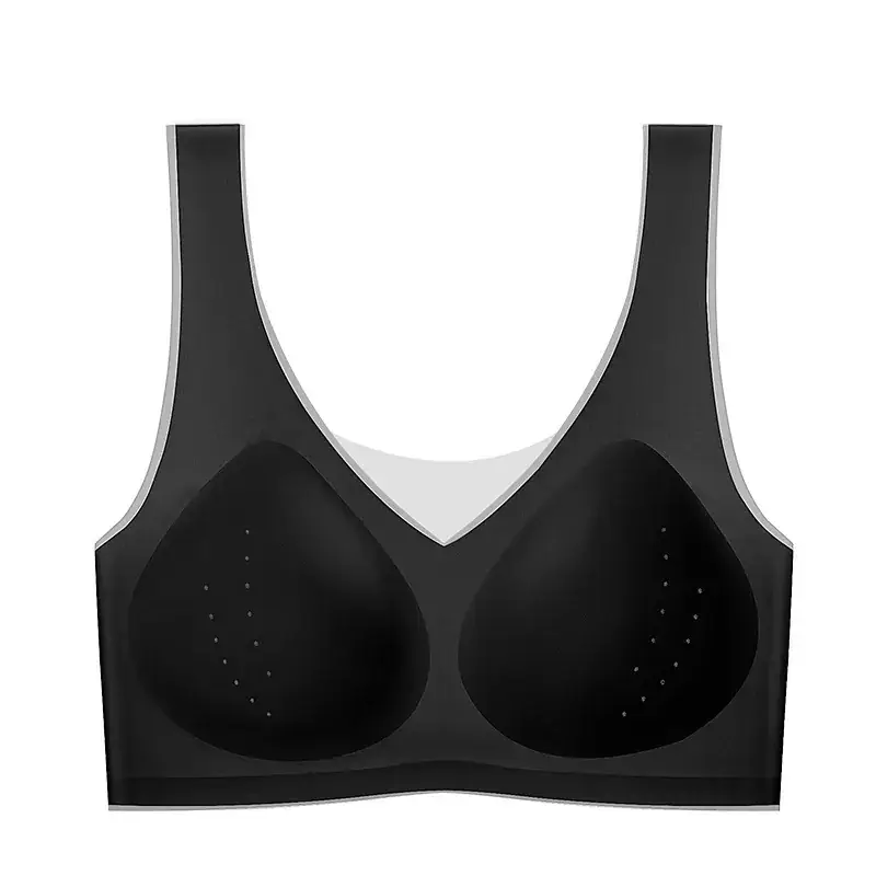 Traceless Breathable Cup Cup Underwear Women's Hole Cup Ultra-thin Push-up Sports Adjustable Rimless Vest Soft Support Bra - Image 5