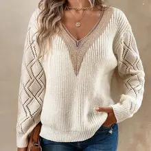 Women's White Cable Knit V-Neck Sweater Vest — feature 5