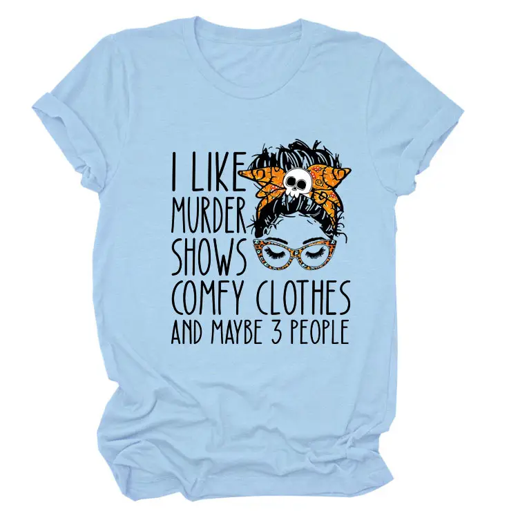 Women T-Shirt Murder Show Graphic Black Summer