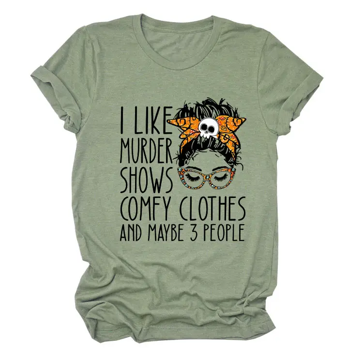 Women T-Shirt Murder Show Graphic Black Summer