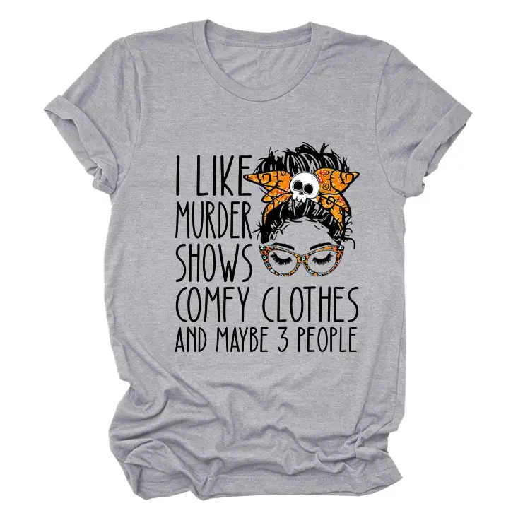 Women T-Shirt Murder Show Graphic Black Summer