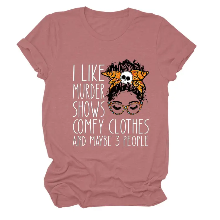 Women T-Shirt Murder Show Graphic Black Summer