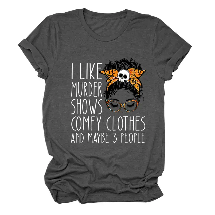 Women T-Shirt Murder Show Graphic Black Summer