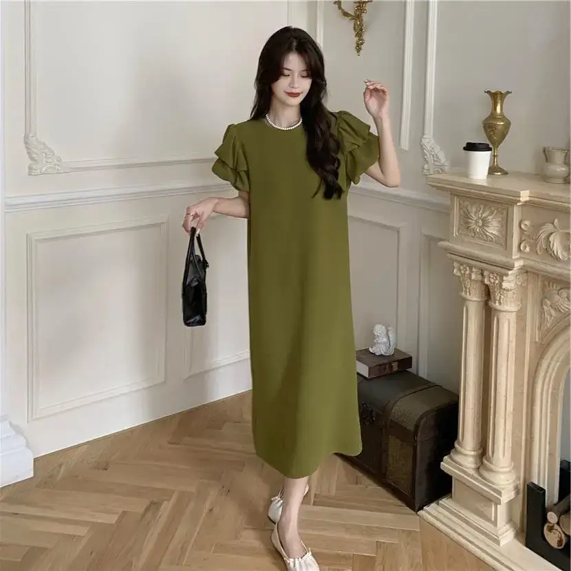 Black Puff Sleeve Long Skirt Dress for Women Summer 2025 - Image 5