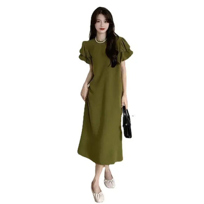 Black Puff Sleeve Long Skirt Dress for Women Summer 2025 - Image 7