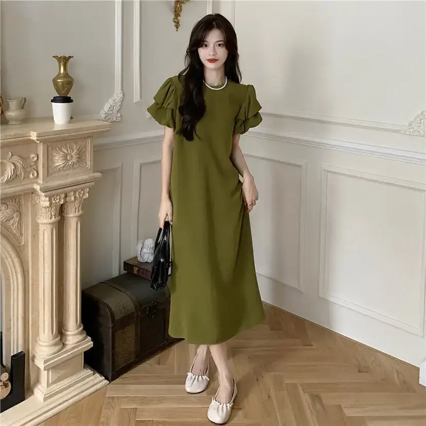 Black Puff Sleeve Long Skirt Dress for Women Summer 2025 — feature 21
