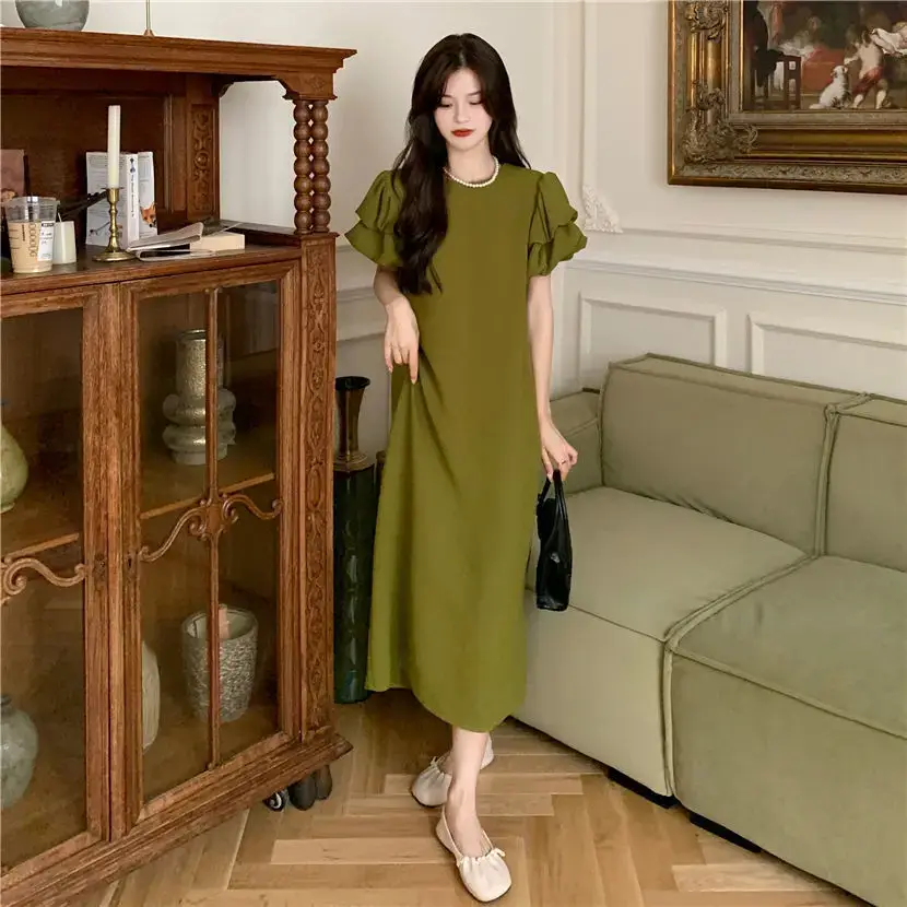 Black Puff Sleeve Long Skirt Dress for Women Summer 2025 — feature 22
