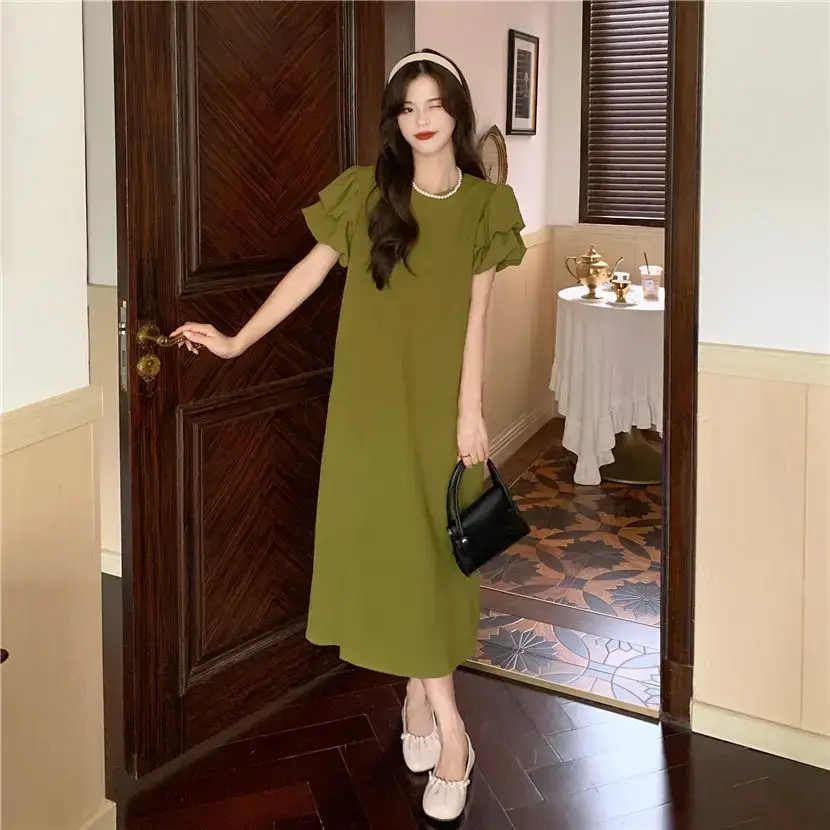 Black Puff Sleeve Long Skirt Dress for Women Summer 2025 — feature 23