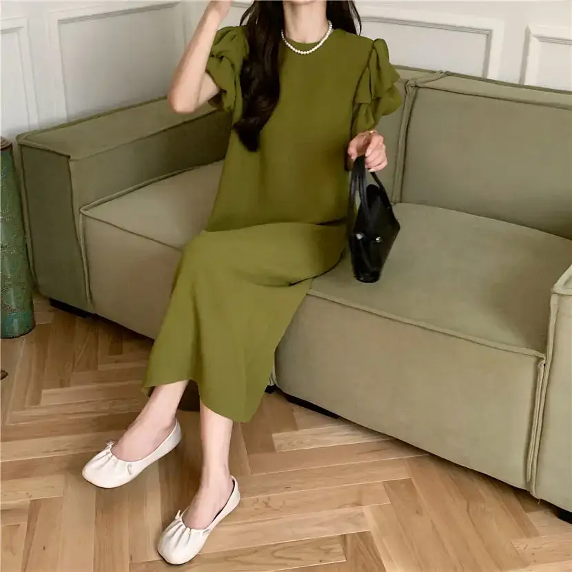 Black Puff Sleeve Long Skirt Dress for Women Summer 2025 — feature 26