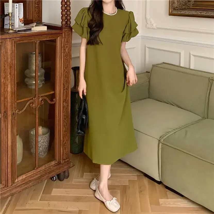 Black Puff Sleeve Long Skirt Dress for Women Summer 2025 — feature 28