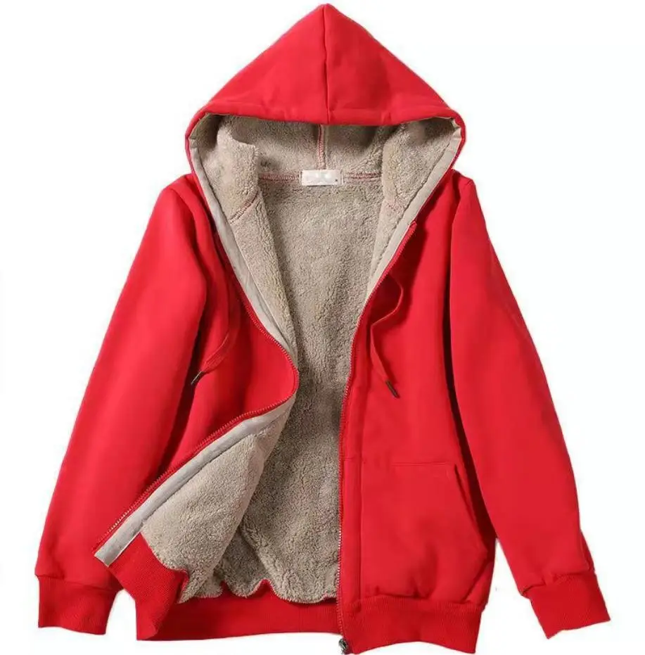 Women's Navy Hooded Hoodie Plush Fleece Winter Coat — feature 4