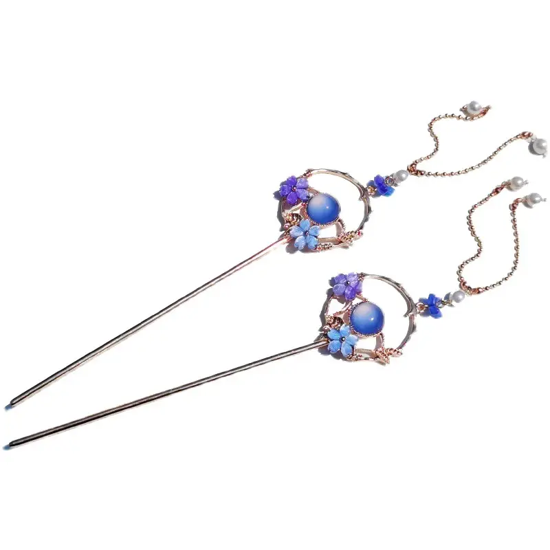Antique Hairpin Tassel Step-up Hanfu Hair Accessories Disc Hair Artifact Daily All-match Simple Ancient Metal Headwear Hairpin - Image 9