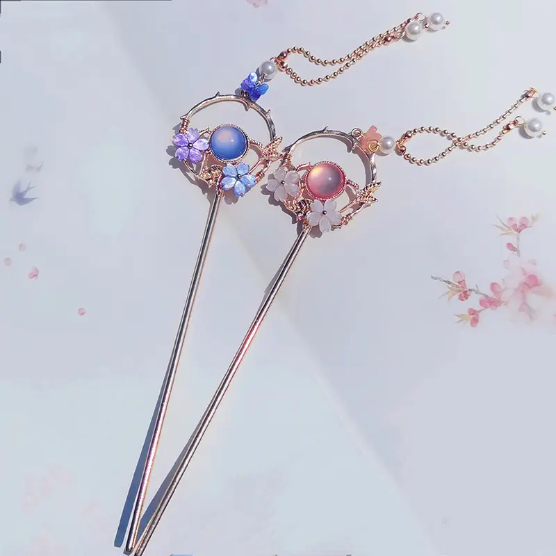 Antique Hairpin Tassel Step-up Hanfu Hair Accessories Disc Hair Artifact Daily All-match Simple Ancient Metal Headwear Hairpin — feature 2