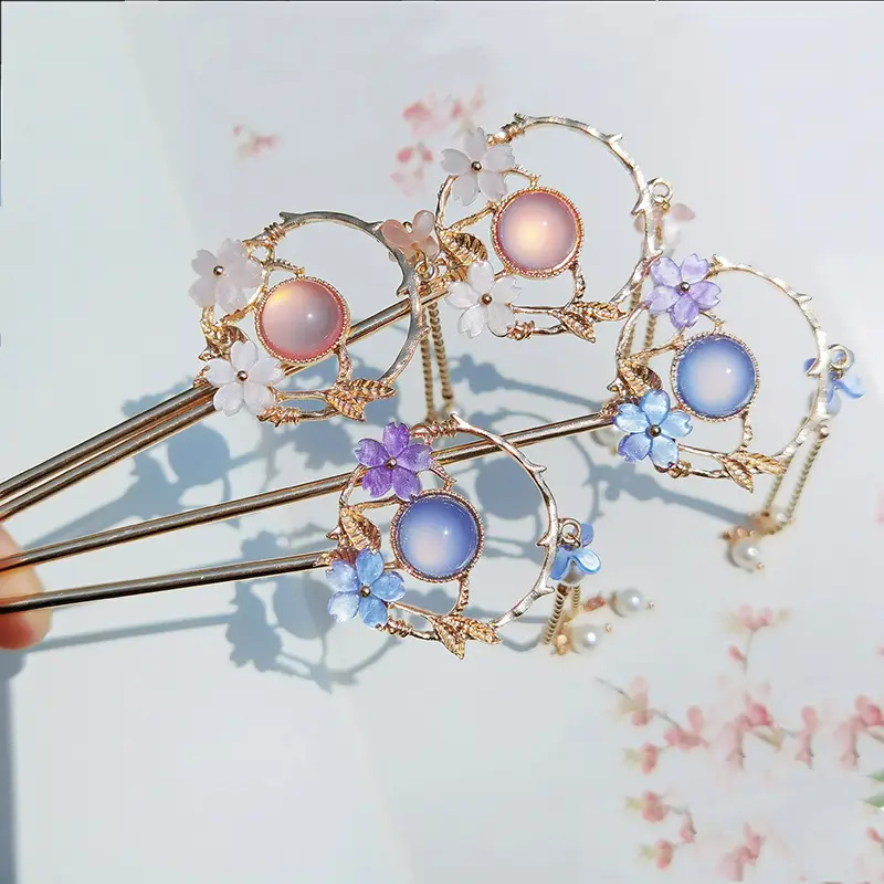 Antique Hairpin Tassel Step-up Hanfu Hair Accessories Disc Hair Artifact Daily All-match Simple Ancient Metal Headwear Hairpin — feature 3