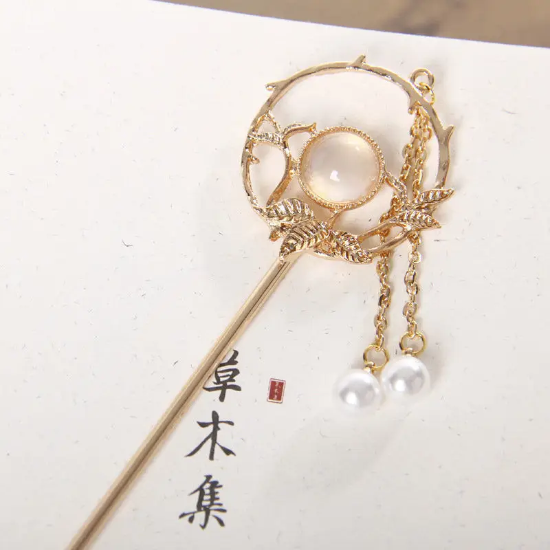 Antique Hairpin Tassel Step-up Hanfu Hair Accessories Disc Hair Artifact Daily All-match Simple Ancient Metal Headwear Hairpin - Image 3