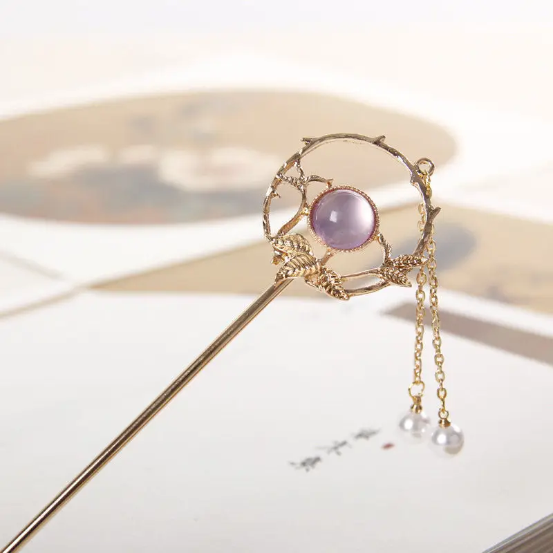 Antique Hairpin Tassel Step-up Hanfu Hair Accessories Disc Hair Artifact Daily All-match Simple Ancient Metal Headwear Hairpin - Image 4
