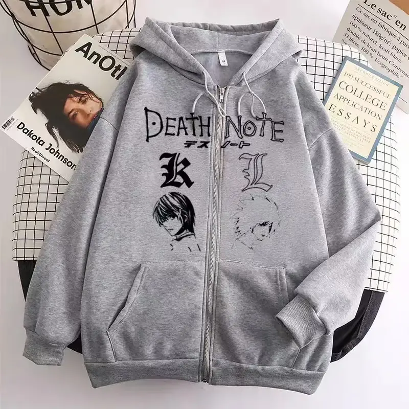 Y2K Death Note Hoodie Black Zip Top - Image 4