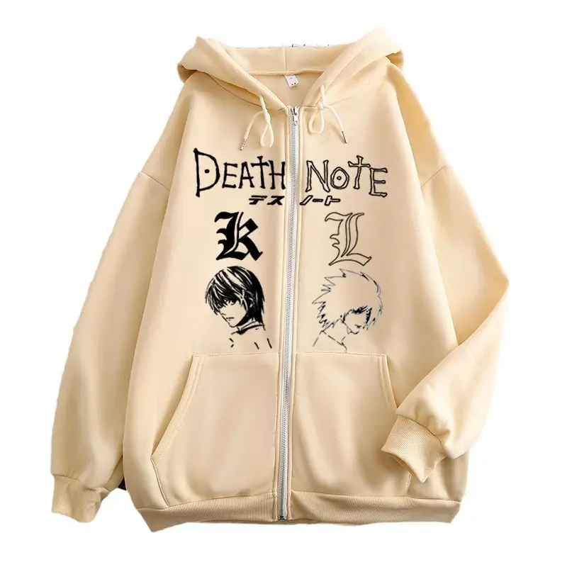 Y2K Death Note Hoodie Black Zip Top - Image 10