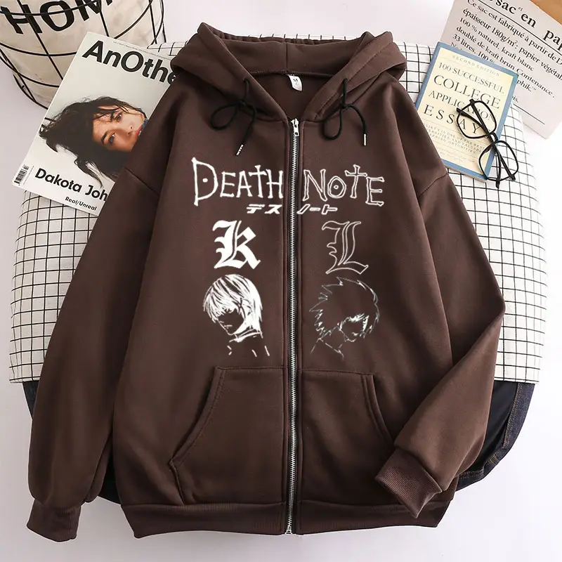 Y2K Death Note Hoodie Black Zip Top - Image 3