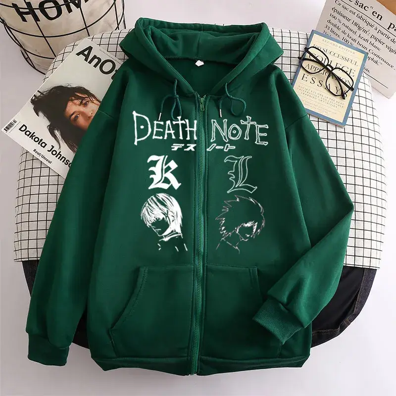 Y2K Death Note Hoodie Black Zip Top - Image 7