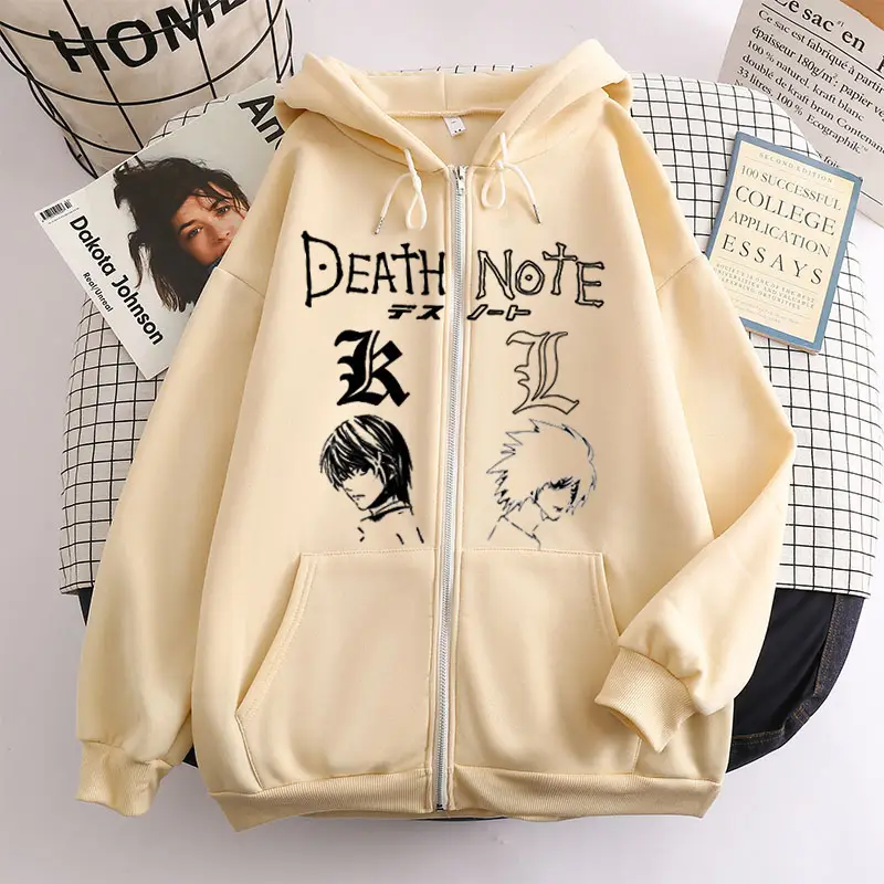 Y2K Death Note Hoodie Black Zip Top - Image 8