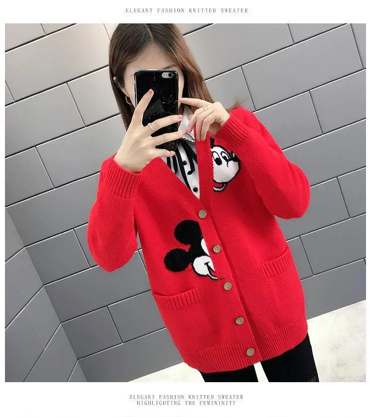Women Knitted Red Cartoon Cardigan 2023 — feature 10