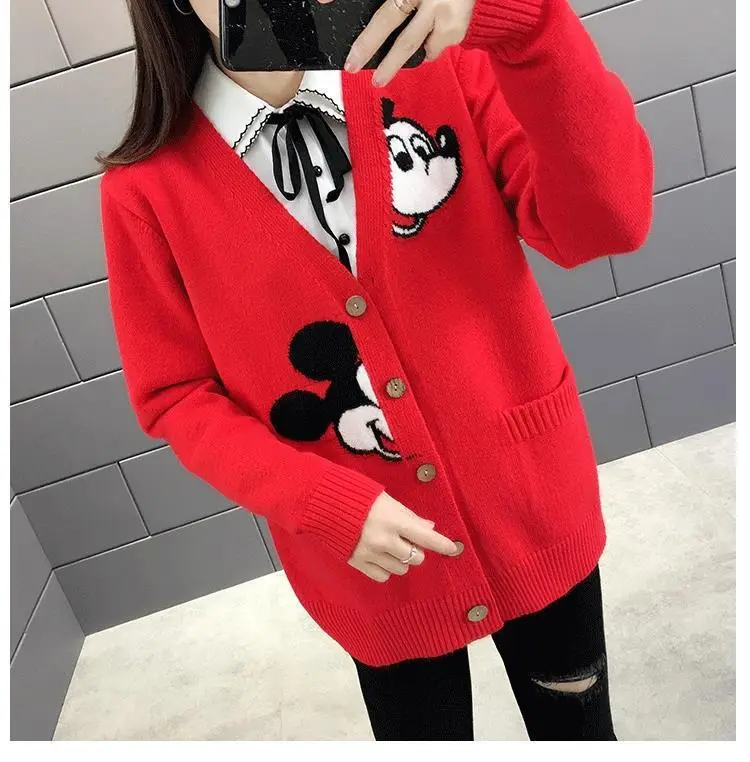 Women Knitted Red Cartoon Cardigan 2023 — feature 11
