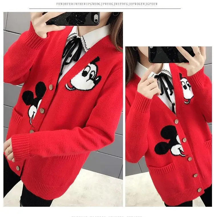 Women Knitted Red Cartoon Cardigan 2023 — feature 12