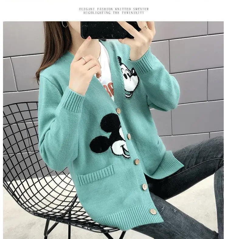 Women Knitted Red Cartoon Cardigan 2023 — feature 5