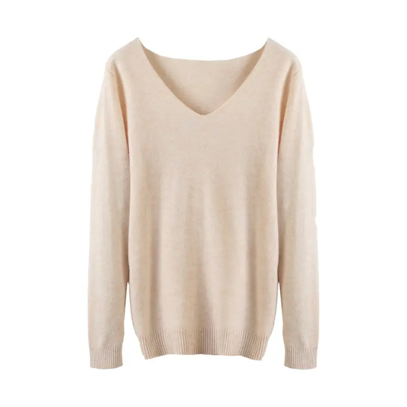 Women V-neck sweater long sleeve brown autumn wear