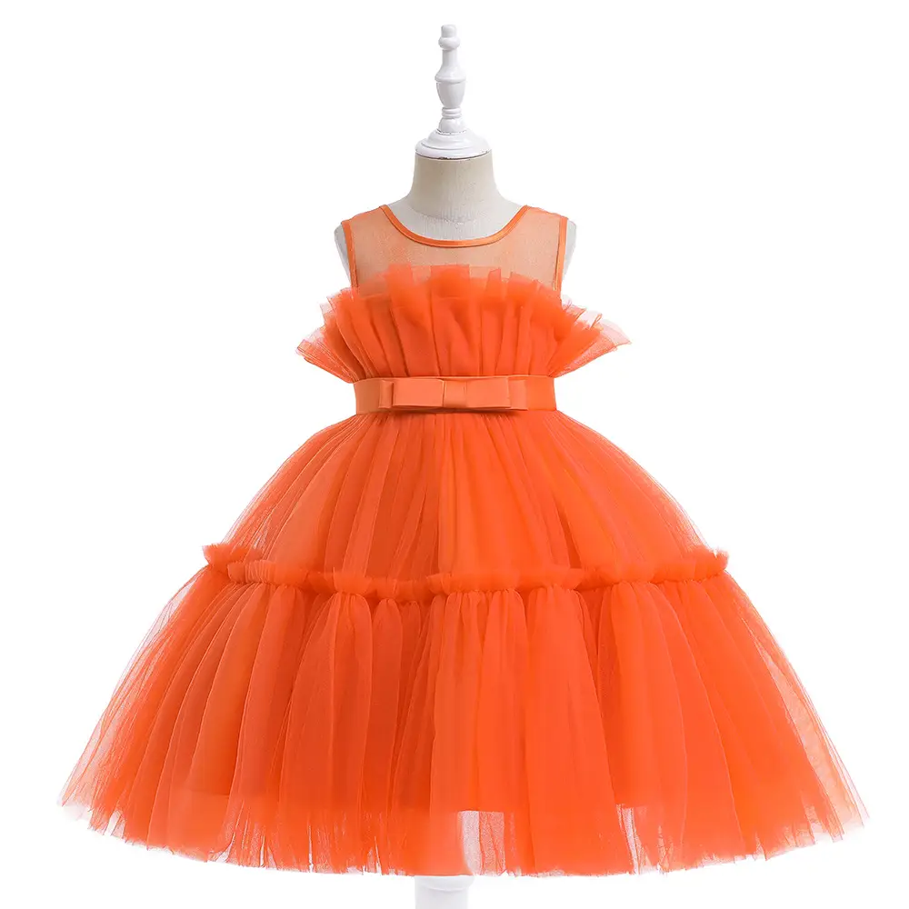 Orange Tulle Tutu Skirt Girls Dress for Birthday Party - Image 7