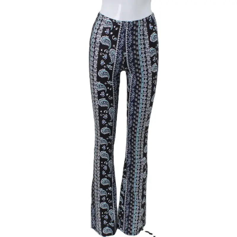 Printed Bell Bottom Pants High Waist Casual Summer Outfit - Image 6