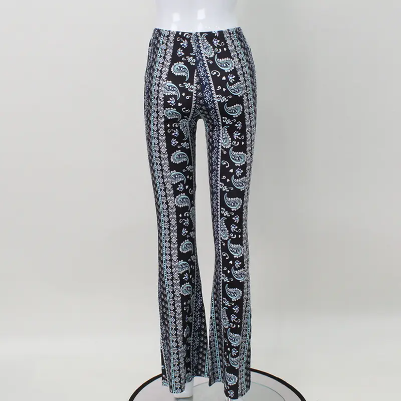 Printed Bell Bottom Pants High Waist Casual Summer Outfit — feature 12