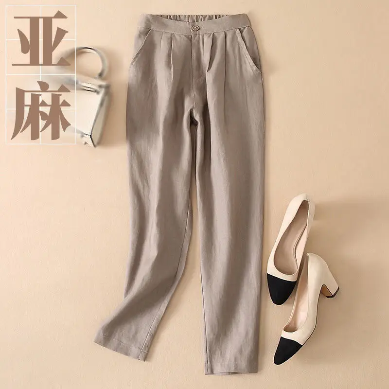 Women Linen Harem Pants White Slimming Summer - Image 8