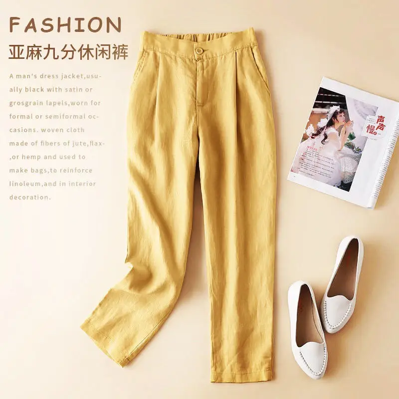Women Linen Harem Pants White Slimming Summer - Image 9