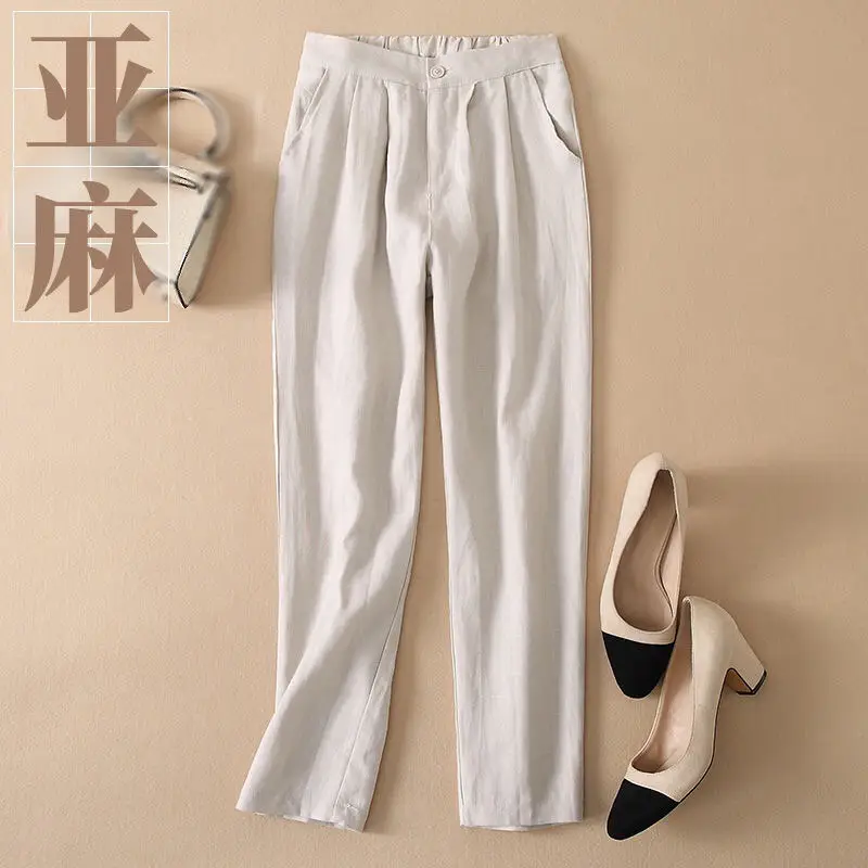 Women Linen Harem Pants White Slimming Summer - Image 11