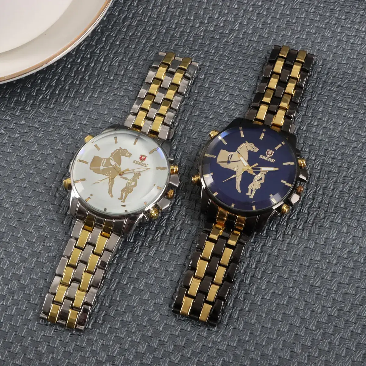 Cross-Border Fashion Men's Quartz Watch Gold-Tone Alloy