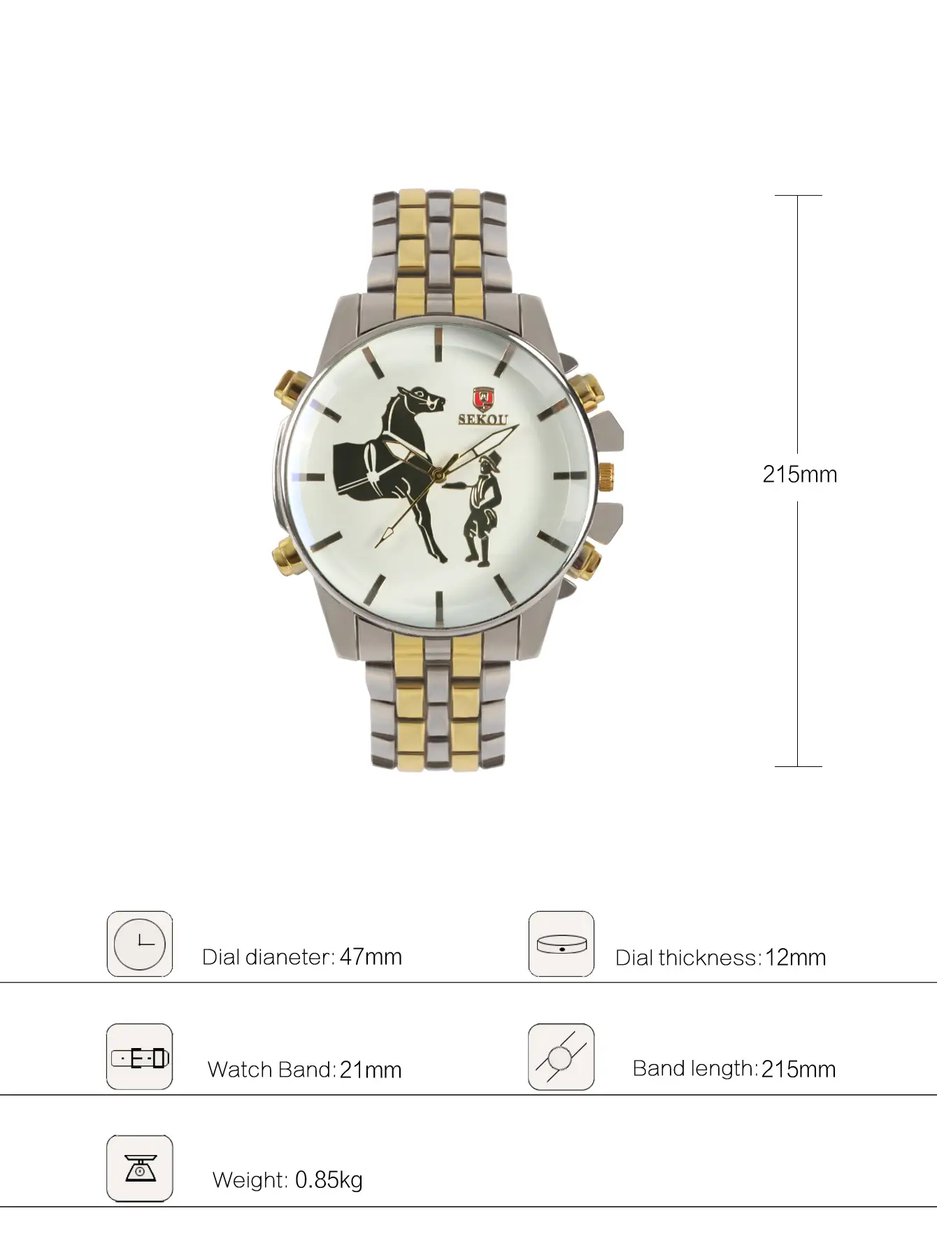 Cross-Border Fashion Men's Quartz Watch Gold-Tone Alloy — feature 1