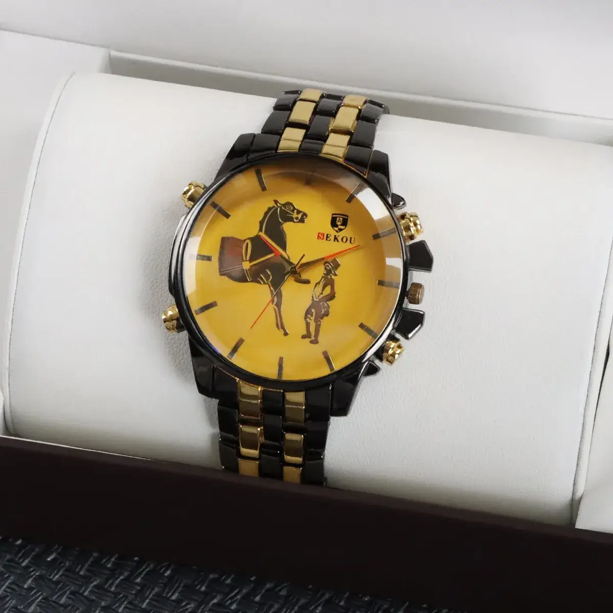 Cross-Border Fashion Men's Quartz Watch Gold-Tone Alloy