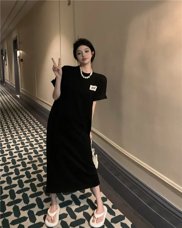 Women Korean Style Printed T-Shirt Dress White 2022 — feature 12
