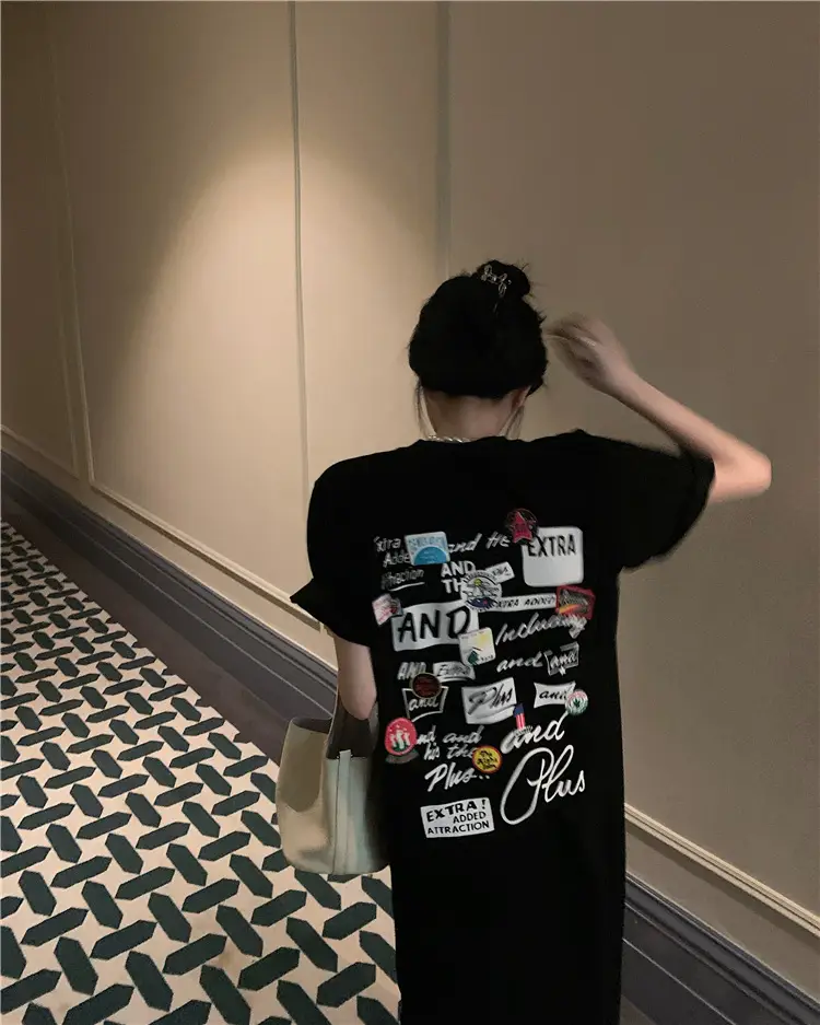 Women Korean Style Printed T-Shirt Dress White 2022 — feature 13