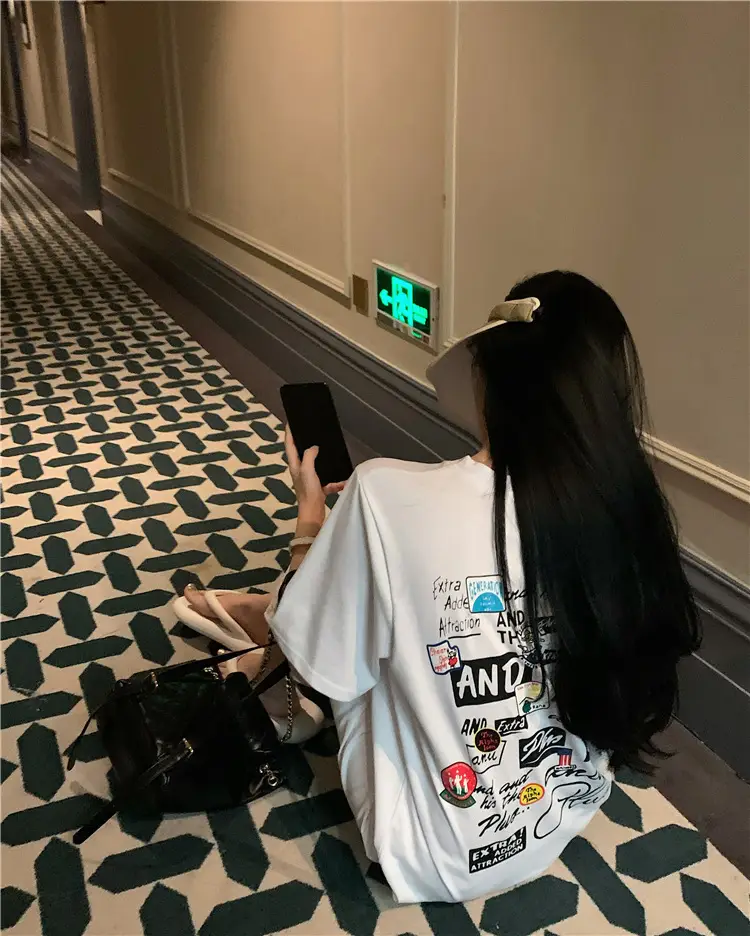 Women Korean Style Printed T-Shirt Dress White 2022 — feature 21