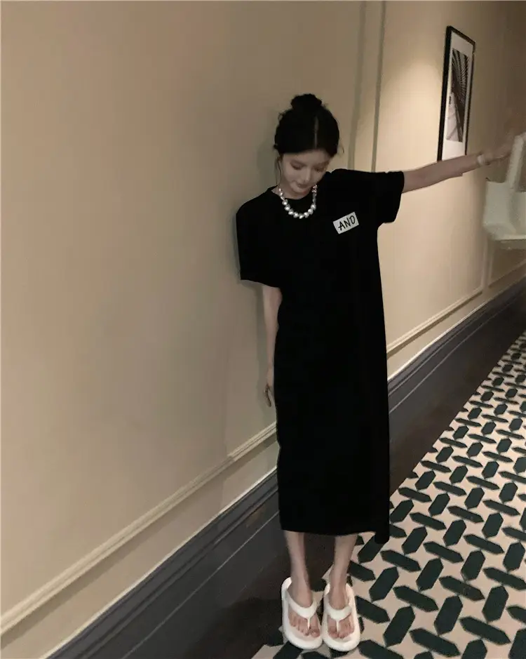 Women Korean Style Printed T-Shirt Dress White 2022 — feature 3