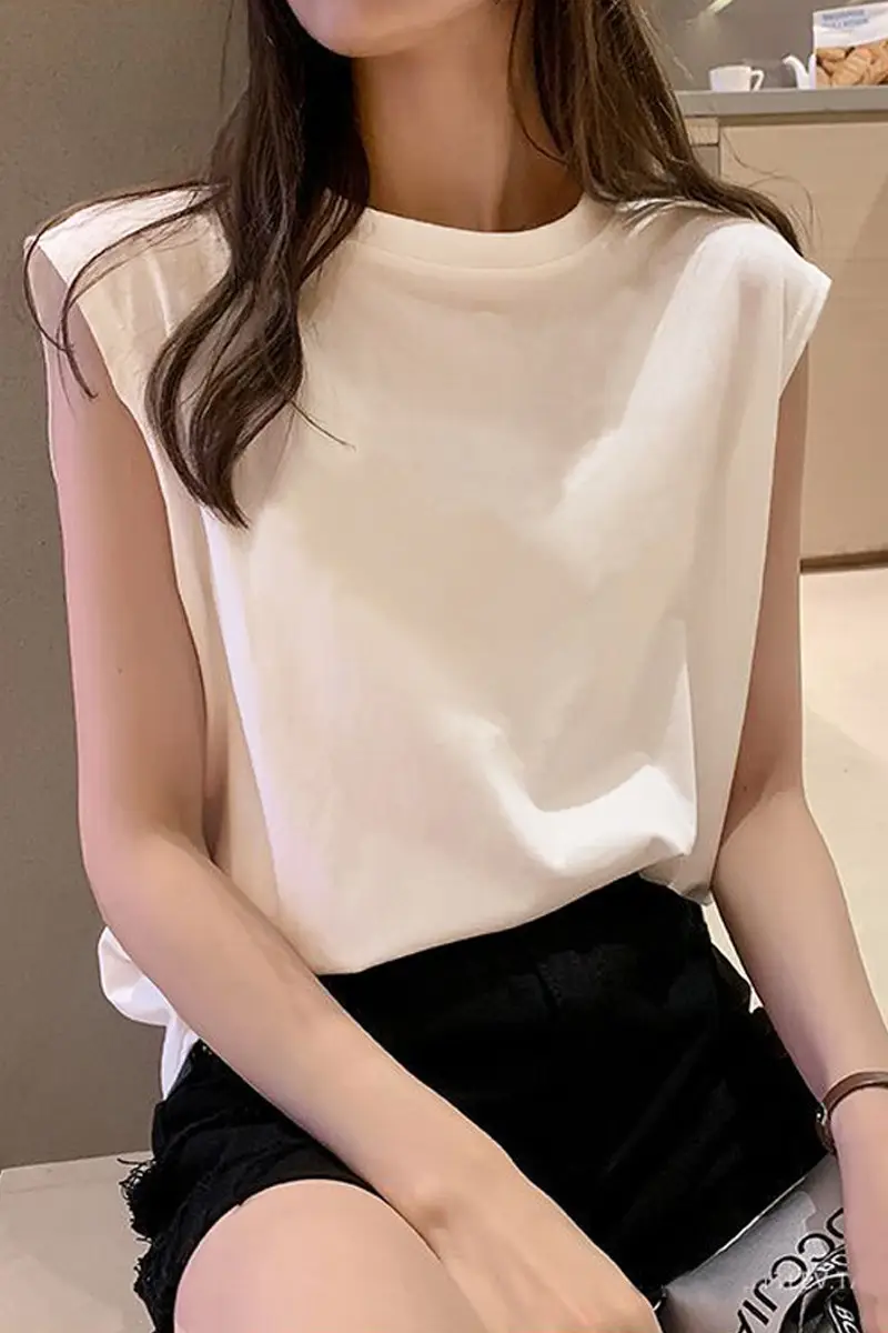 2025 White Sleeveless Vest for Women Loose Round Neck — feature 10
