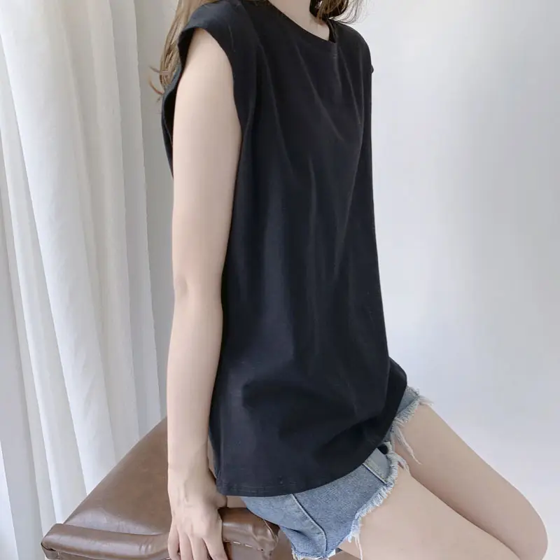 2025 White Sleeveless Vest for Women Loose Round Neck — feature 12