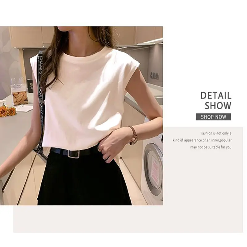 2025 White Sleeveless Vest for Women Loose Round Neck — feature 3