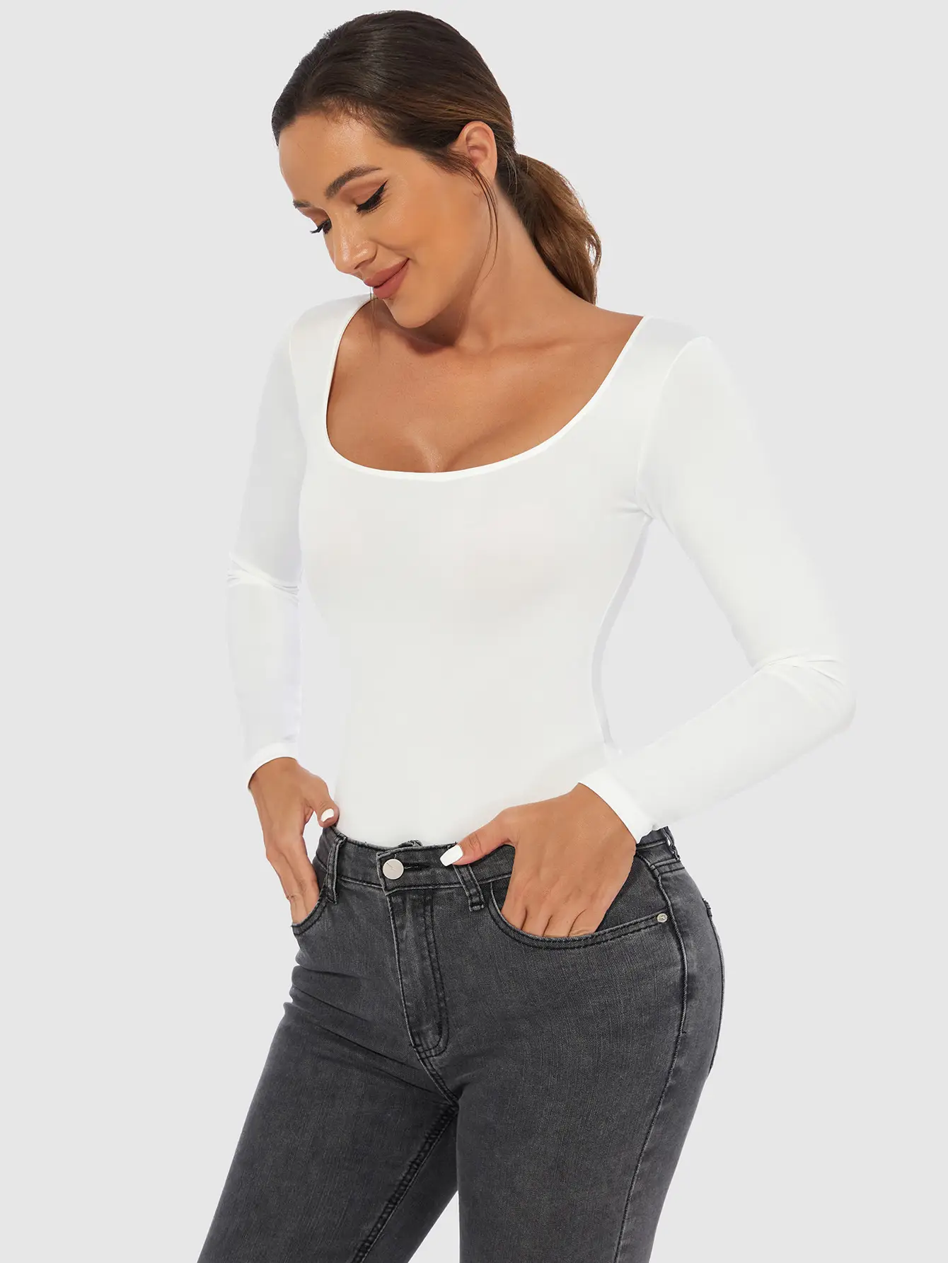 Black Slim Fit Women's T-Shirt Jumpsuit Set — feature 15